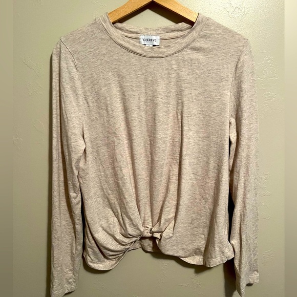 Evereve Beige Long Sleeve Knot Front Top - Picture 1 of 9